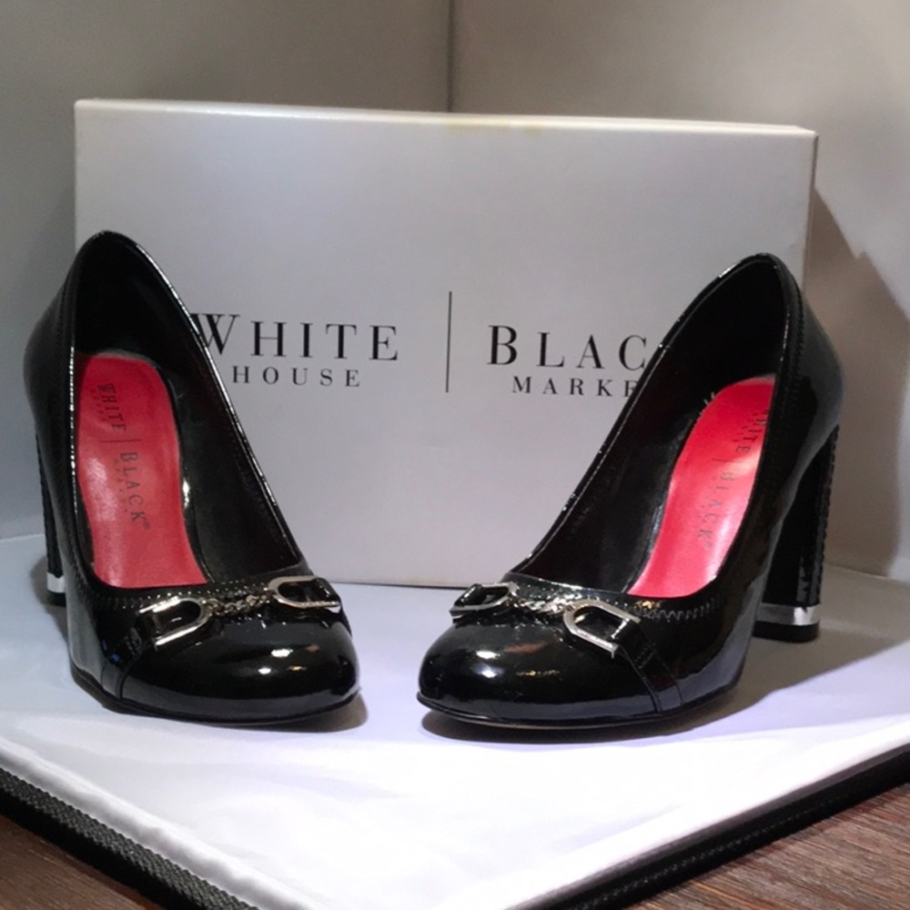 Black patent leather women’s heels